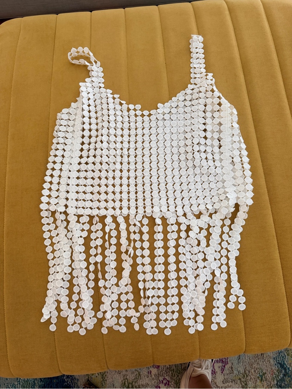 Stoned Immaculate White Fringe Tank Top - Women